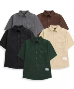Áo Sơ Mi Nam Tay Ngắn Nhung Tăm Cao Cấp Kiểu Dáng Form Rộng, Unisex, Basic Mặc Cực Đẹp Abandon A4