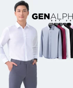Áo Sơ Mi Nam Trơn Tay Dài GEN ALPHA cổ Đức, vải chéo mềm mịn hạn chế nhăn, nhiều màu, dễ mặc