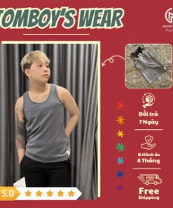 Áo Ba Lỗ Nịt Ngực Tomboy Tròng Cổ Dáng Dài Thun Trơn Cotton Trắng Đen Nam Thể Thao Gym Bigsize Form Suông Nguyễn Nguyên
