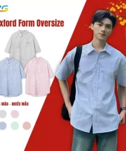 Áo sơ mi nam tay ngắn ZGO họa tiết kẻ sọc form unisex vải dày dặn 3 màu xanh, hồng, xám AKS10